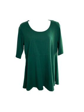 Jessica London Womens Green Tunic Blouse Shirt Top Scoop Neck Size Medium u